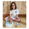 Kleine Fußspielzeugkasse mit kleinem Fuß mit Accessoires, 15dlg.