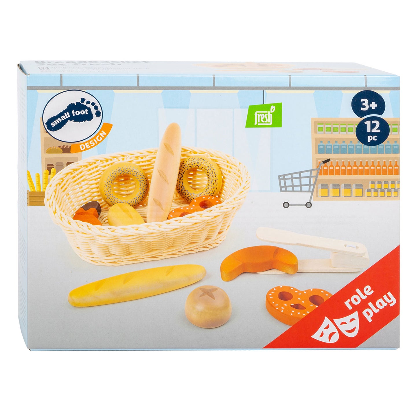 Kleiner Fuß Plastikbrotkorb mit Spielen Brot, 12dlg.