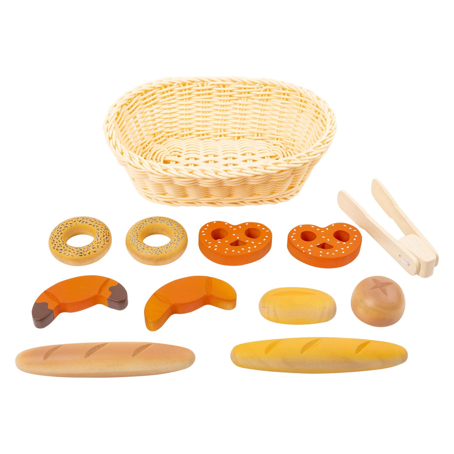 Kleiner Fuß Plastikbrotkorb mit Spielen Brot, 12dlg.