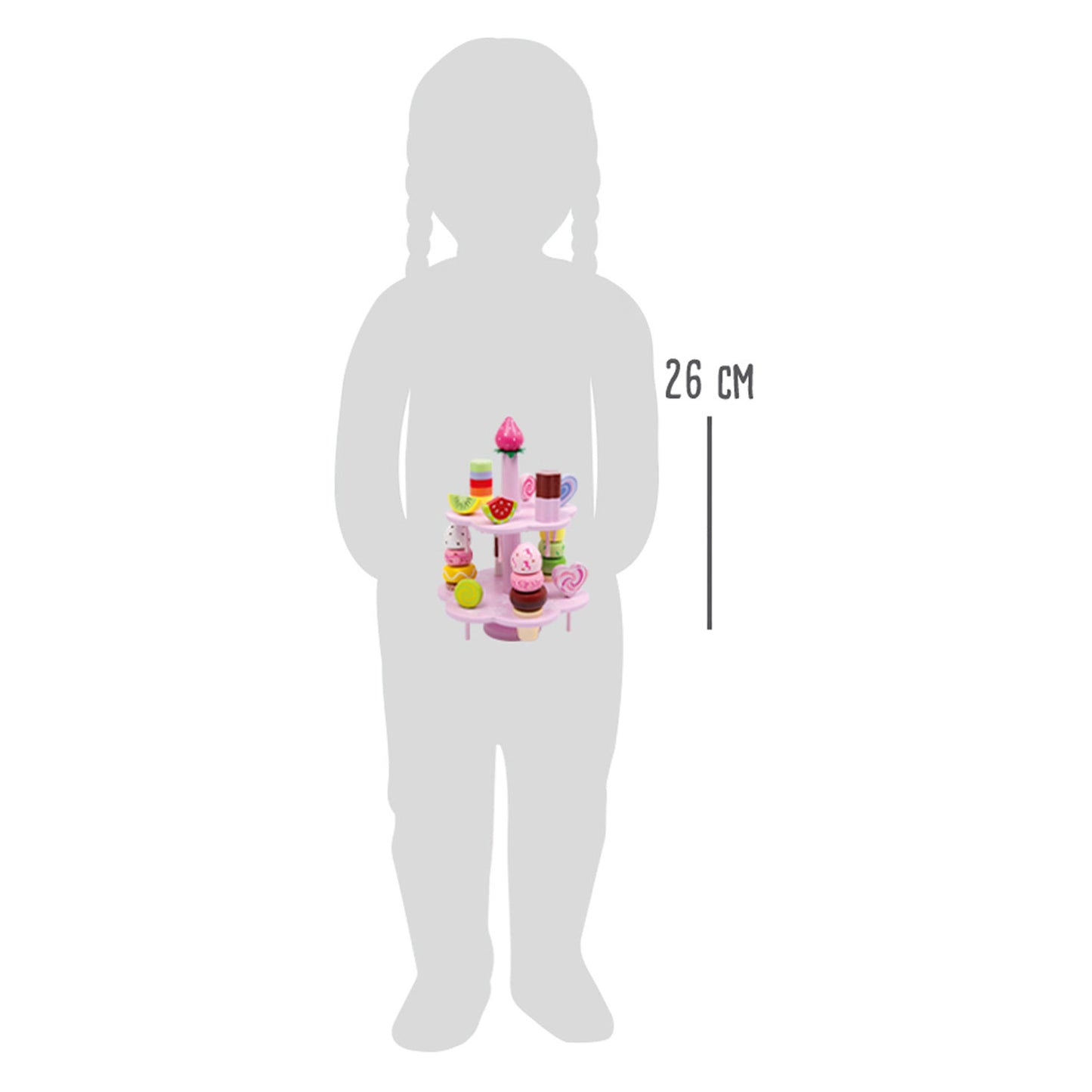 Kleine Fußhölzernetagere mit Speelten Candy, 22dlg.