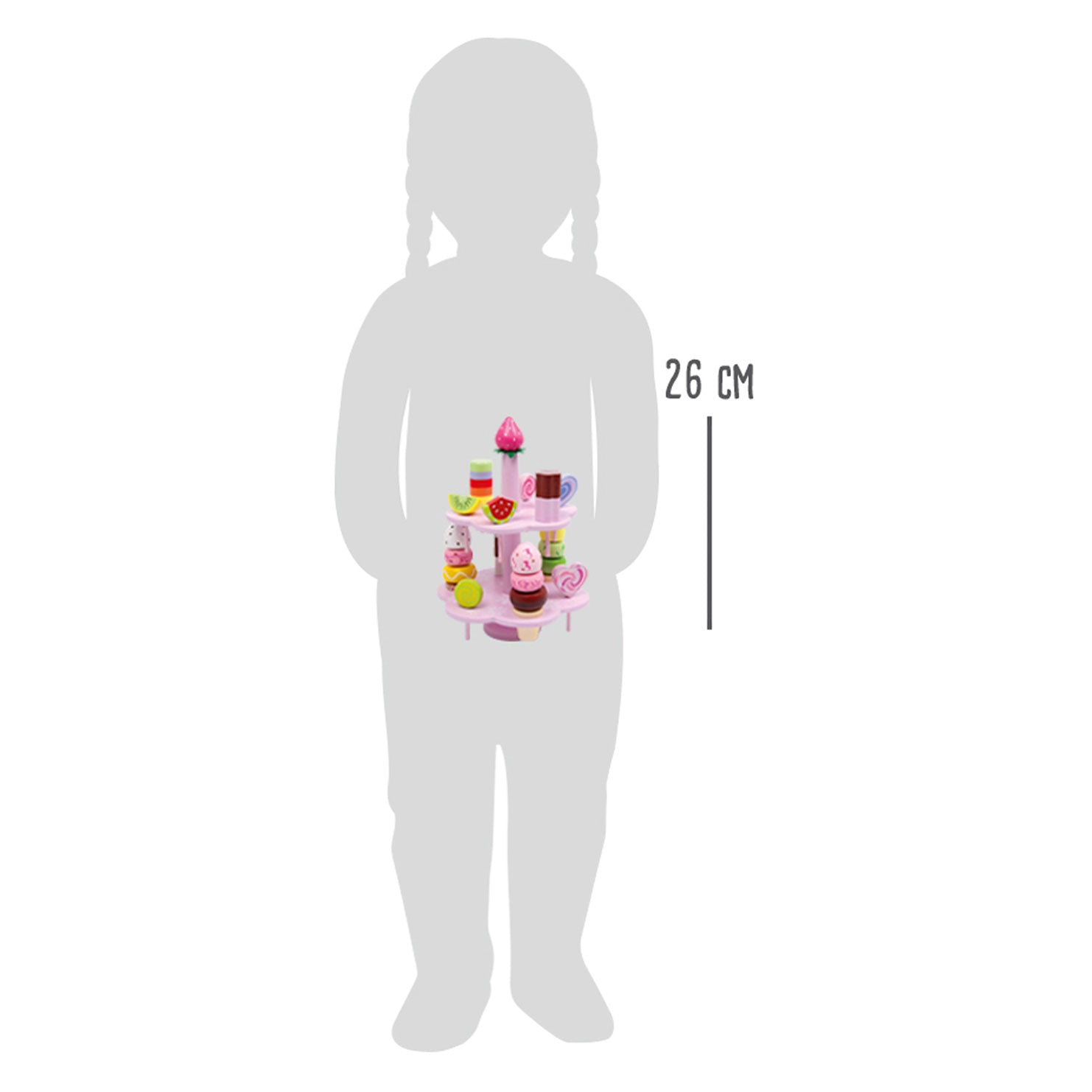 Kleine Fußhölzernetagere mit Speelten Candy, 22dlg.