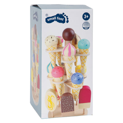 Kleine Fußholz -Playetts Eiscreme auf beweglichen Eisstandard, 16dlg.