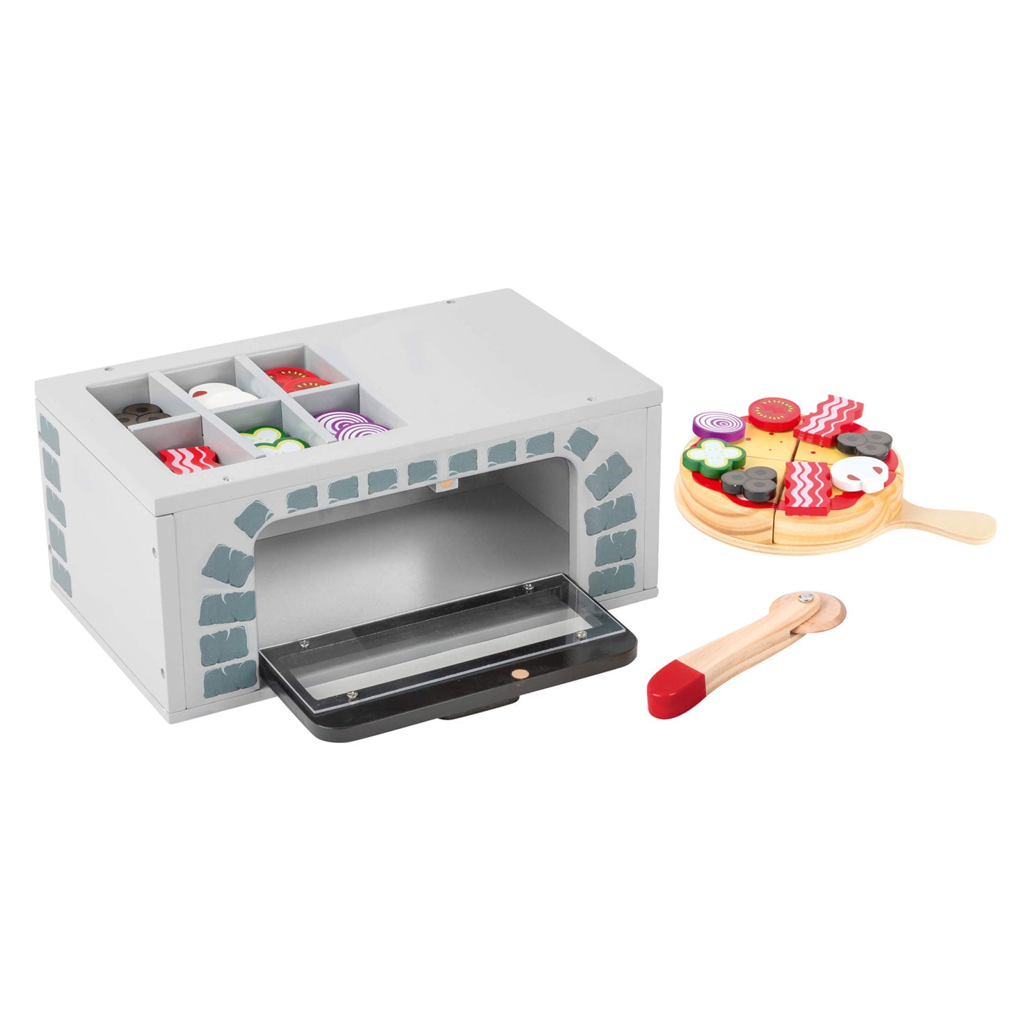 Kleine Fußholz -Playetts Pizza -Ofen -Set, 25dlg.
