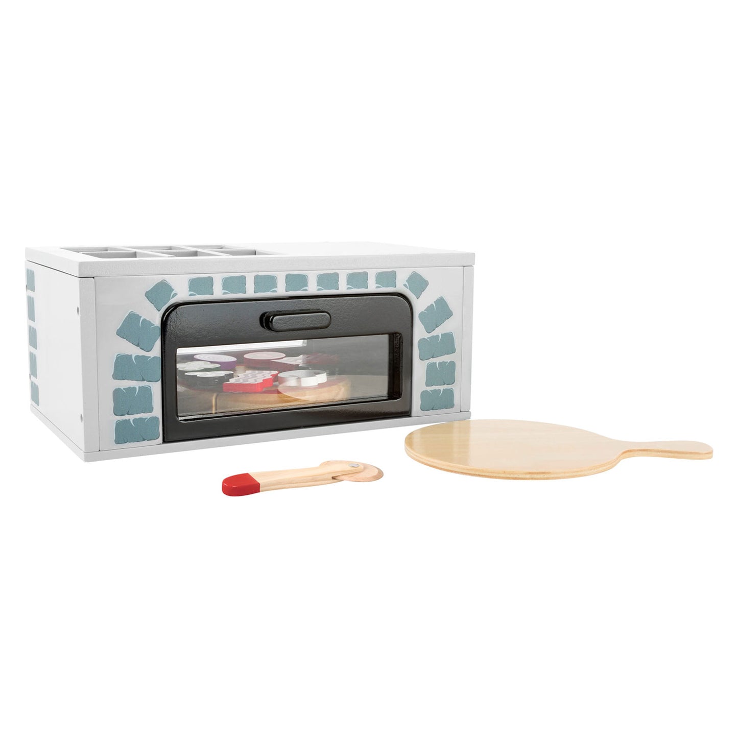 Kleine Fußholz -Playetts Pizza -Ofen -Set, 25dlg.