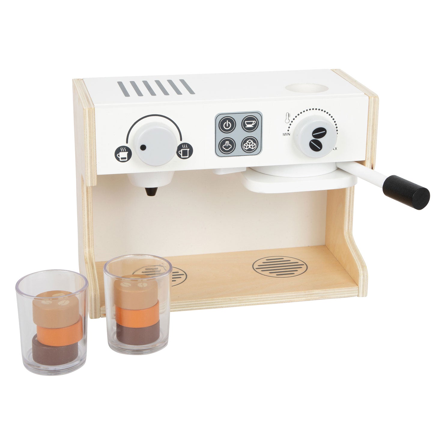 Kleiner Fußholzbistro -Kaffeemaschine, 9dlg.