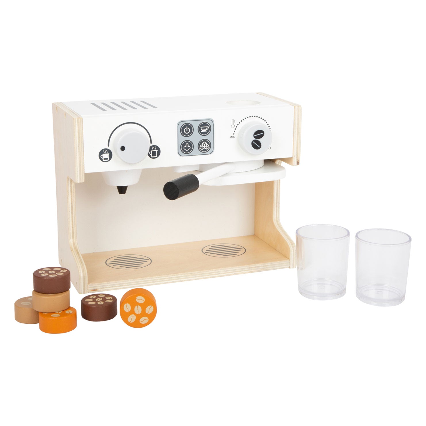 Kleiner Fußholzbistro -Kaffeemaschine, 9dlg.