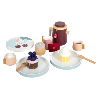 Kleiner Fußholzkaffee und Tee -Set lecker, 16dlg.