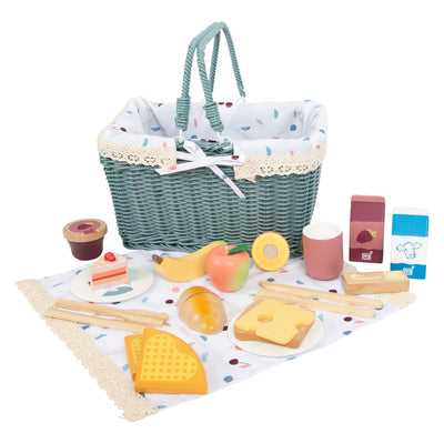 Kleine Fußpicknick -Set mit hölzernen Spielen lecker, 26dlg.
