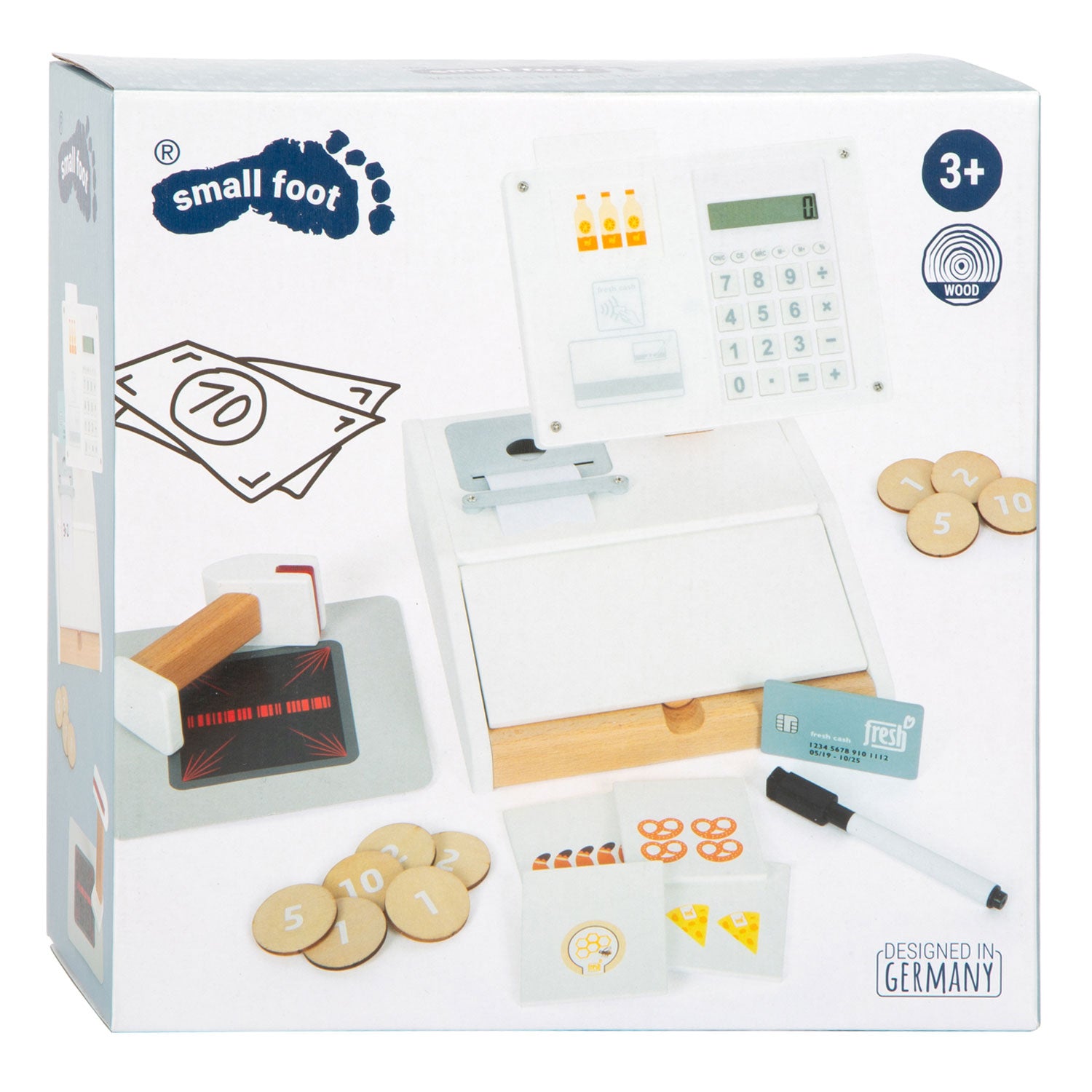 Kleine Fußspielzeugkasse mit kleinem Fuß mit Scanner, 15dlg.
