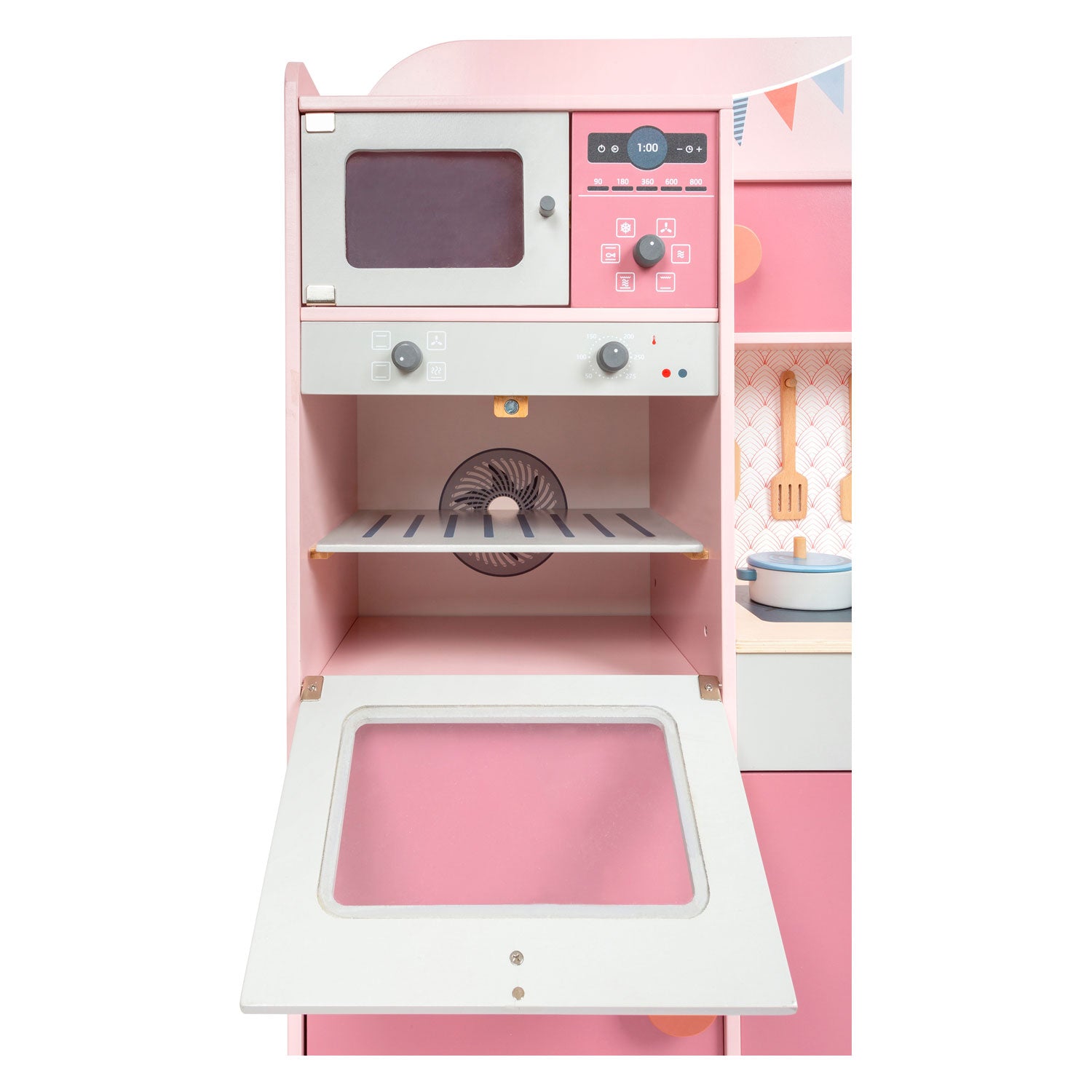 Kleiner Fußholzspiel -Küche rosa, 12dlg.