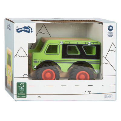Kleiner Fuß aus Holz, Offroad-Jeep-Grün