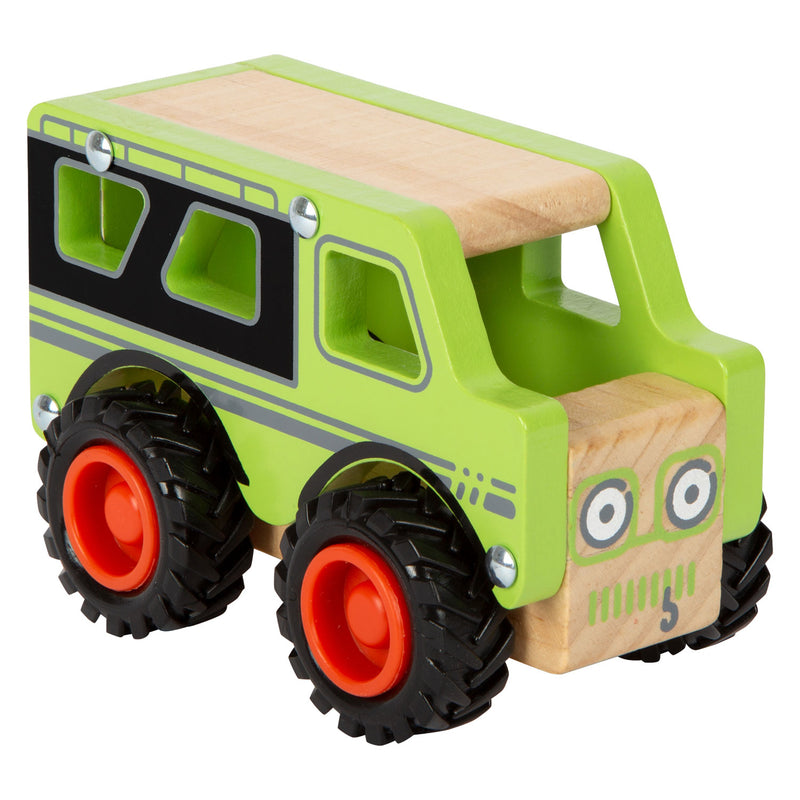 Kleiner Fuß aus Holz, Offroad-Jeep-Grün