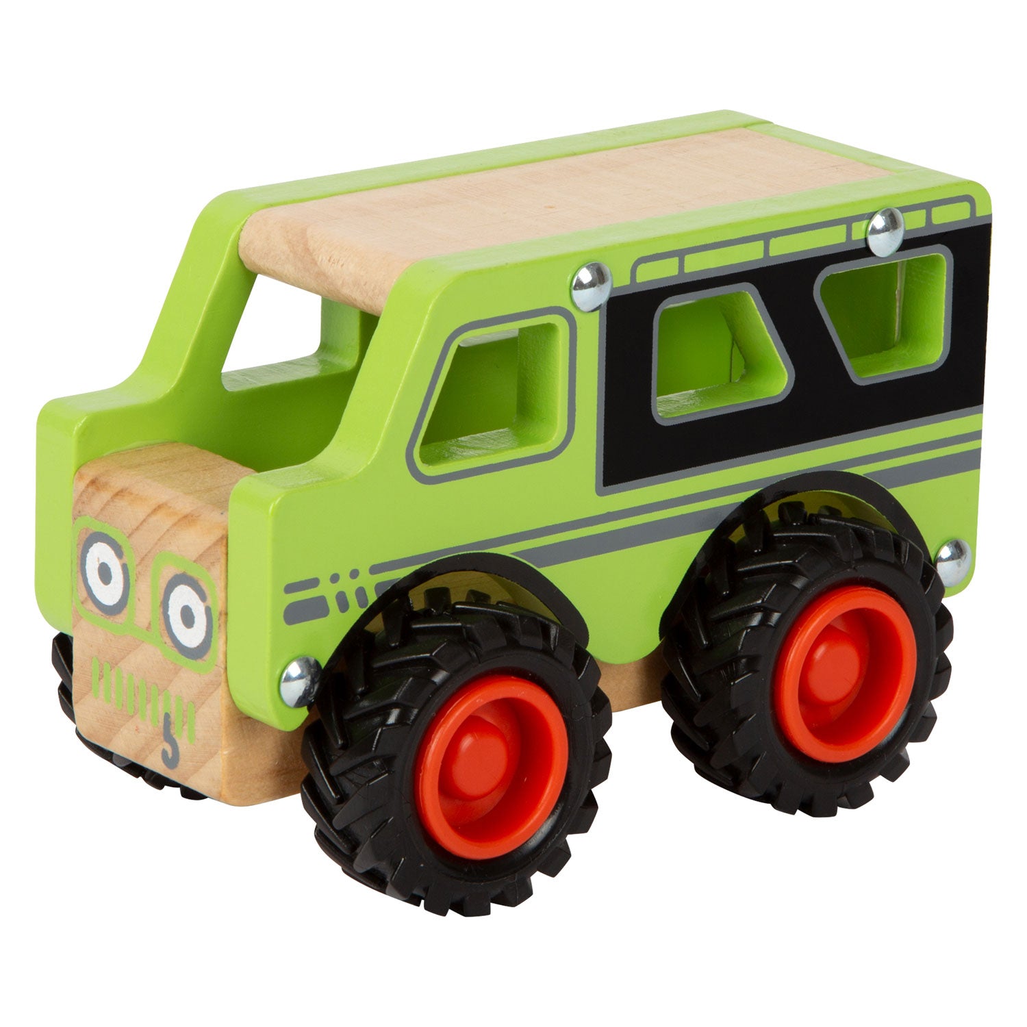 Kleiner Fuß aus Holz, Offroad-Jeep-Grün