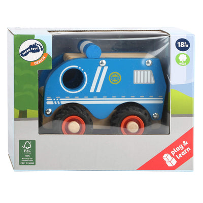 Kleines Fußholzpolizeiauto blau