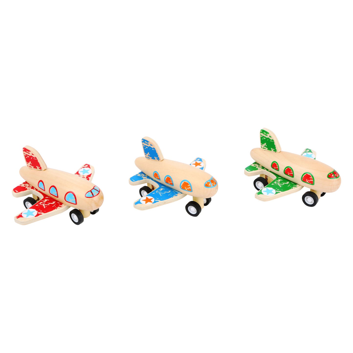 Kleiner Fuß - Holz -Pull -Back -Flugzeug pro Stück