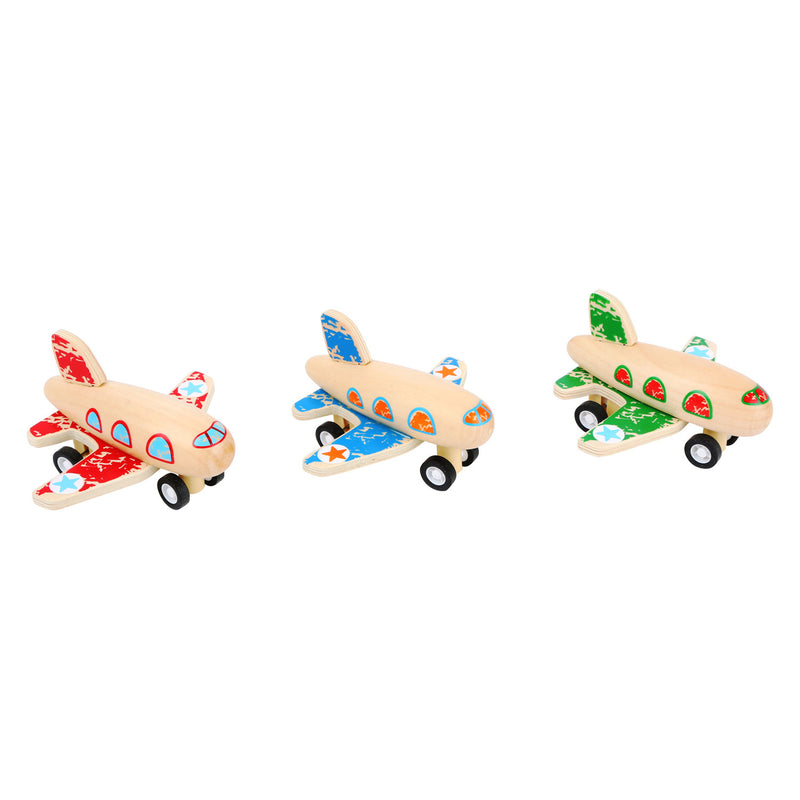 Kleiner Fuß - Holz -Pull -Back -Flugzeug pro Stück