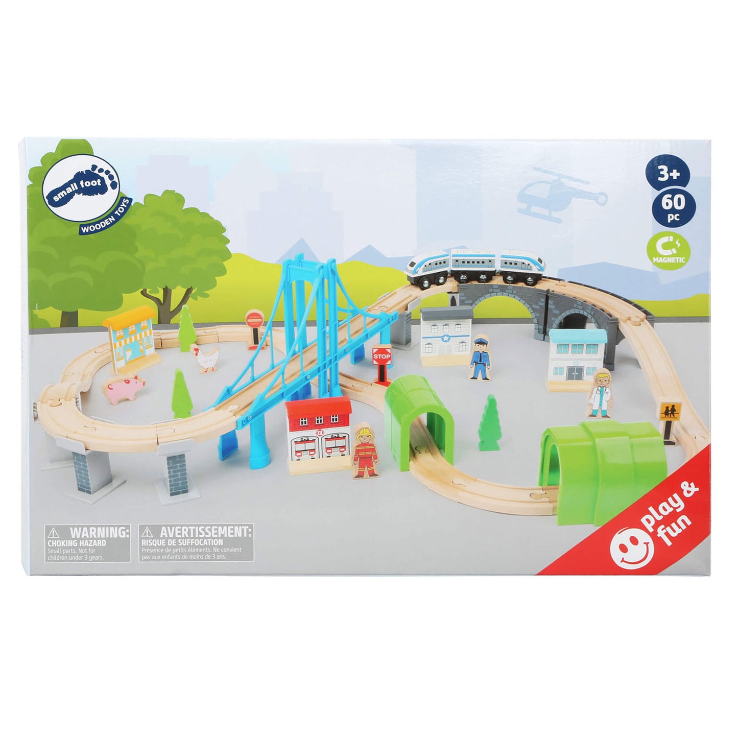 Kleiner Fuß -Holzzug mit Brücke, 60dlg.
