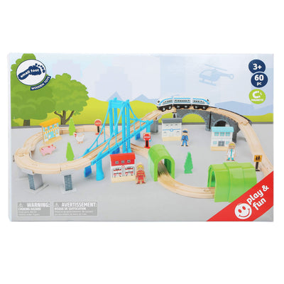Kleiner Fuß -Holzzug mit Brücke, 60dlg.