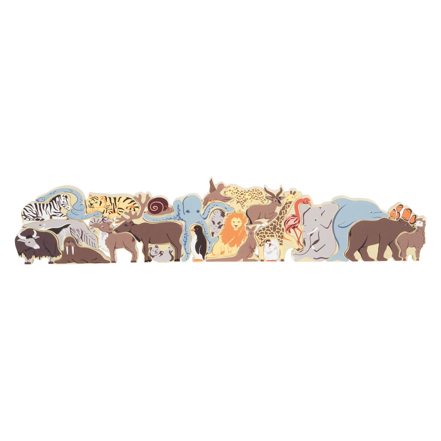 Kleiner Fußholzbrief- und Formpuzzle -Tiere, 26st.