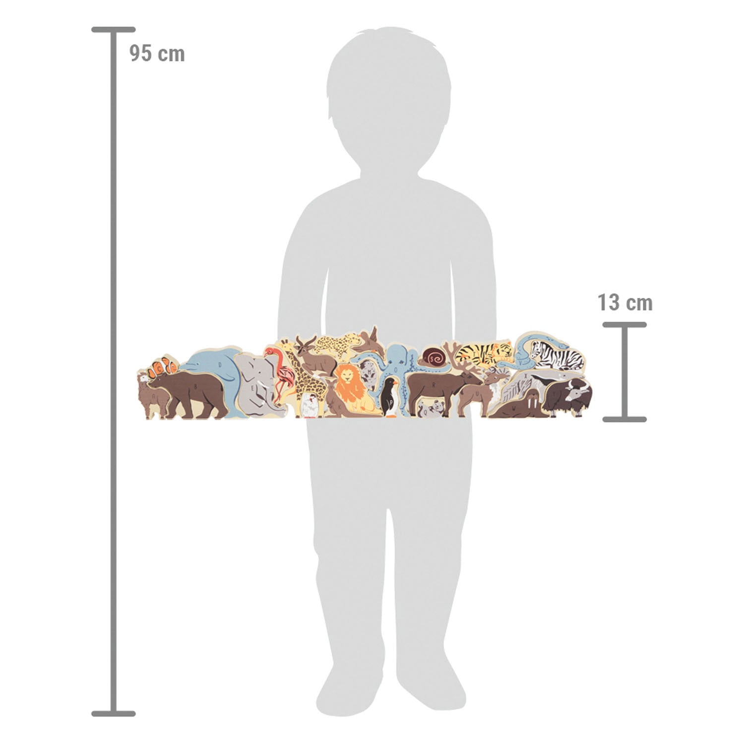 Kleiner Fußholzbrief- und Formpuzzle -Tiere, 26st.