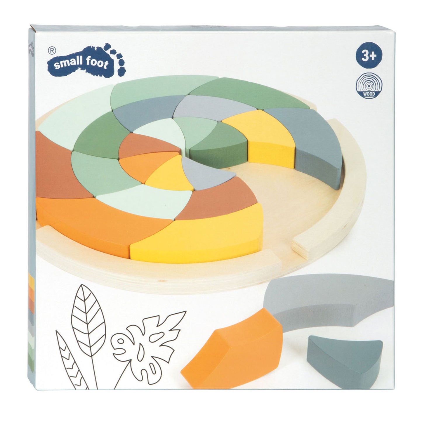 Kleines Fuß -Holzform -Puzzle rund, 24..