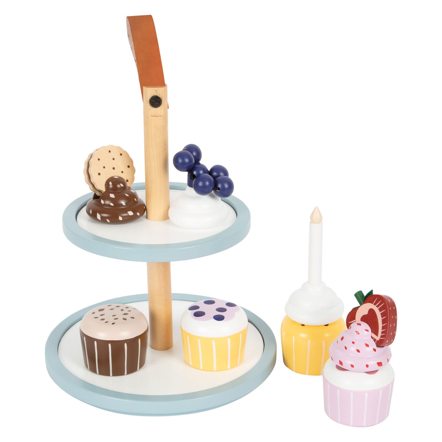 Kleine Fußholz -Playetts Etagere mit Cupcakes, 13dlg.