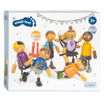 Kleine Fußholzflexible flexible Puppenfamilie mit Baby, 8st.