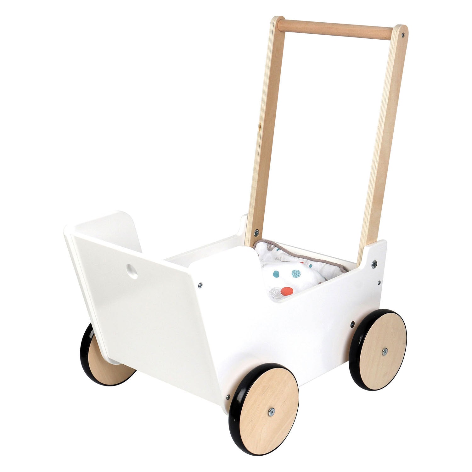 Kleiner Fuß Holz Push Dollwagen kleiner Knopf