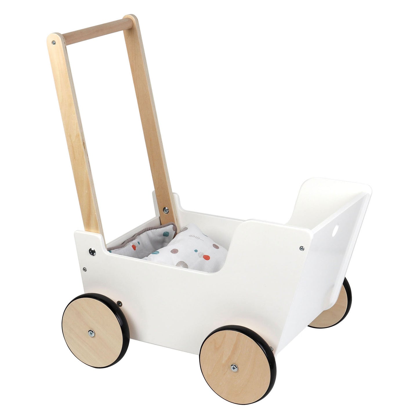 Kleiner Fuß Holz Push Dollwagen kleiner Knopf