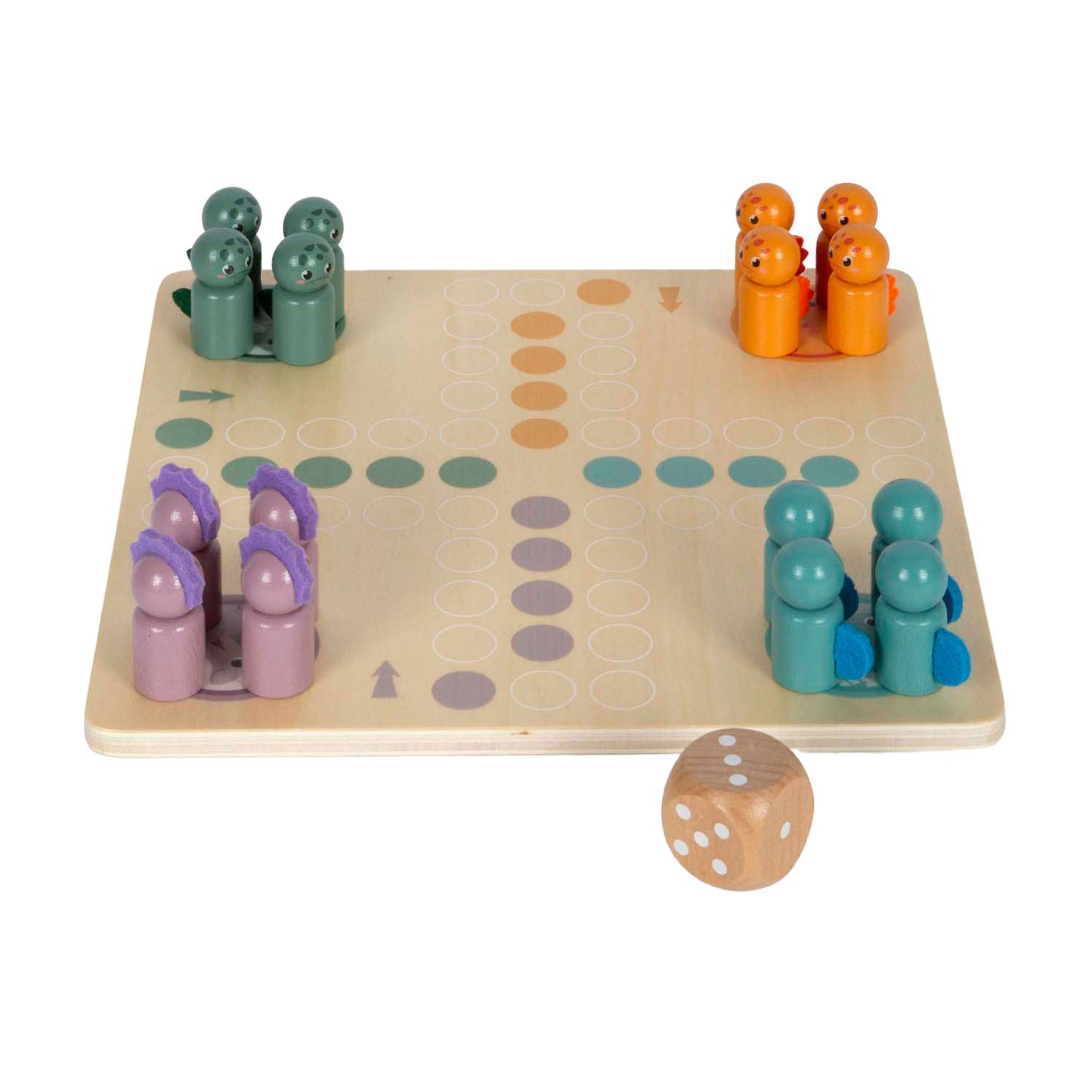 Kleiner Fuß Holz Ludo -Spiel Dino