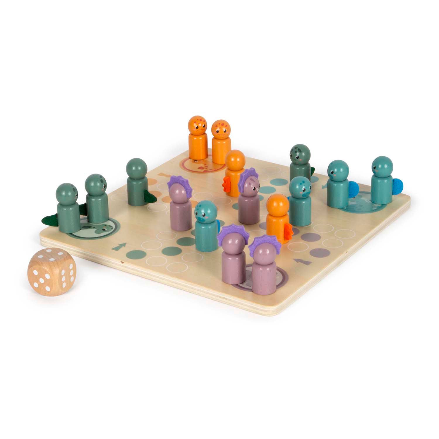 Kleiner Fuß Holz Ludo -Spiel Dino