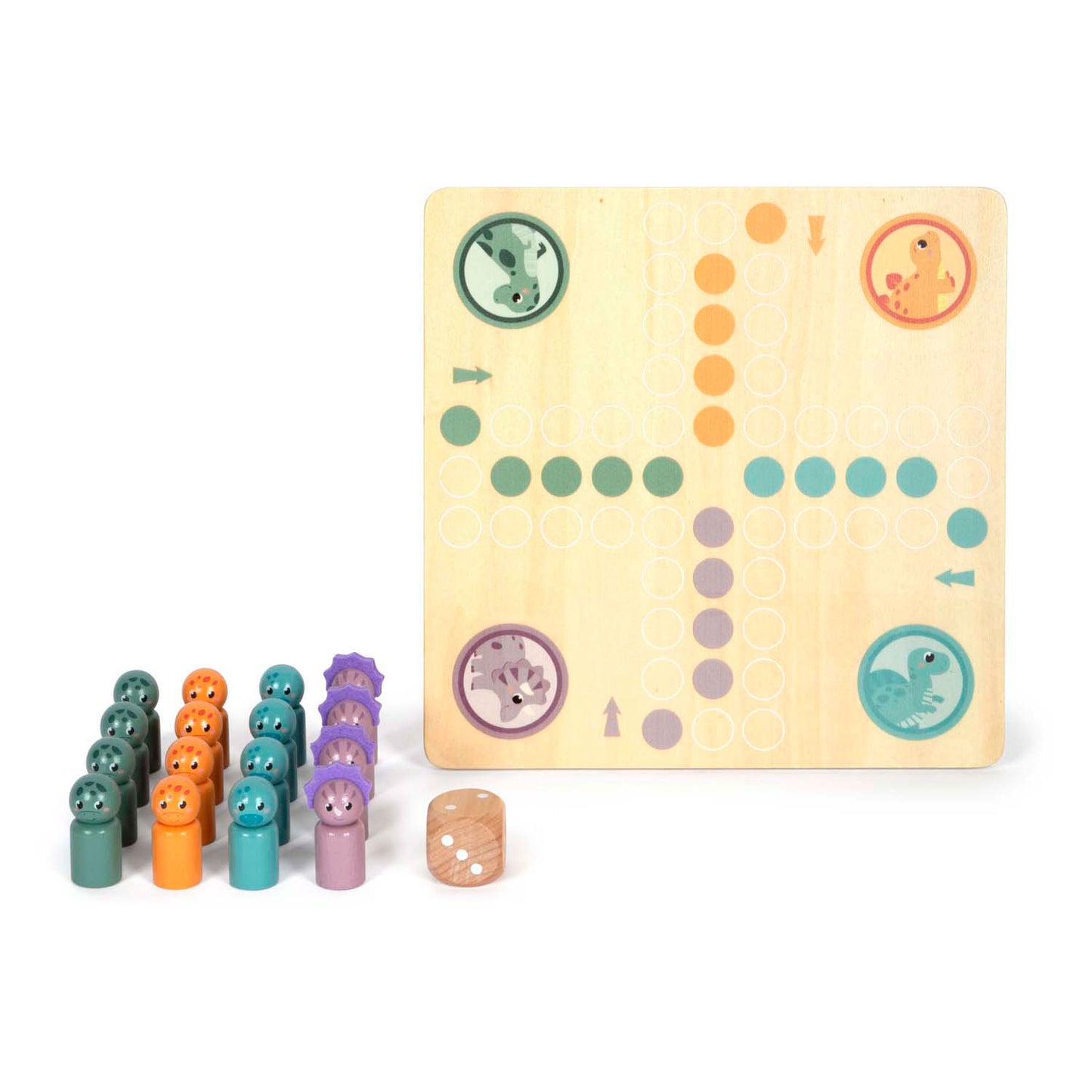 Kleiner Fuß Holz Ludo -Spiel Dino