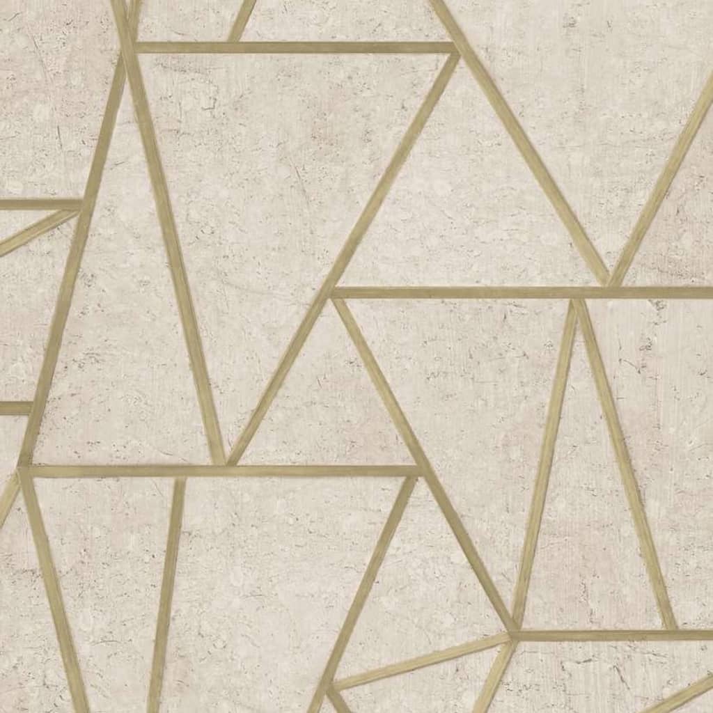 Niederländische Wandverkleidung Niederländische Wandverkauftapete Tapete Dreiecke Beige und Gold