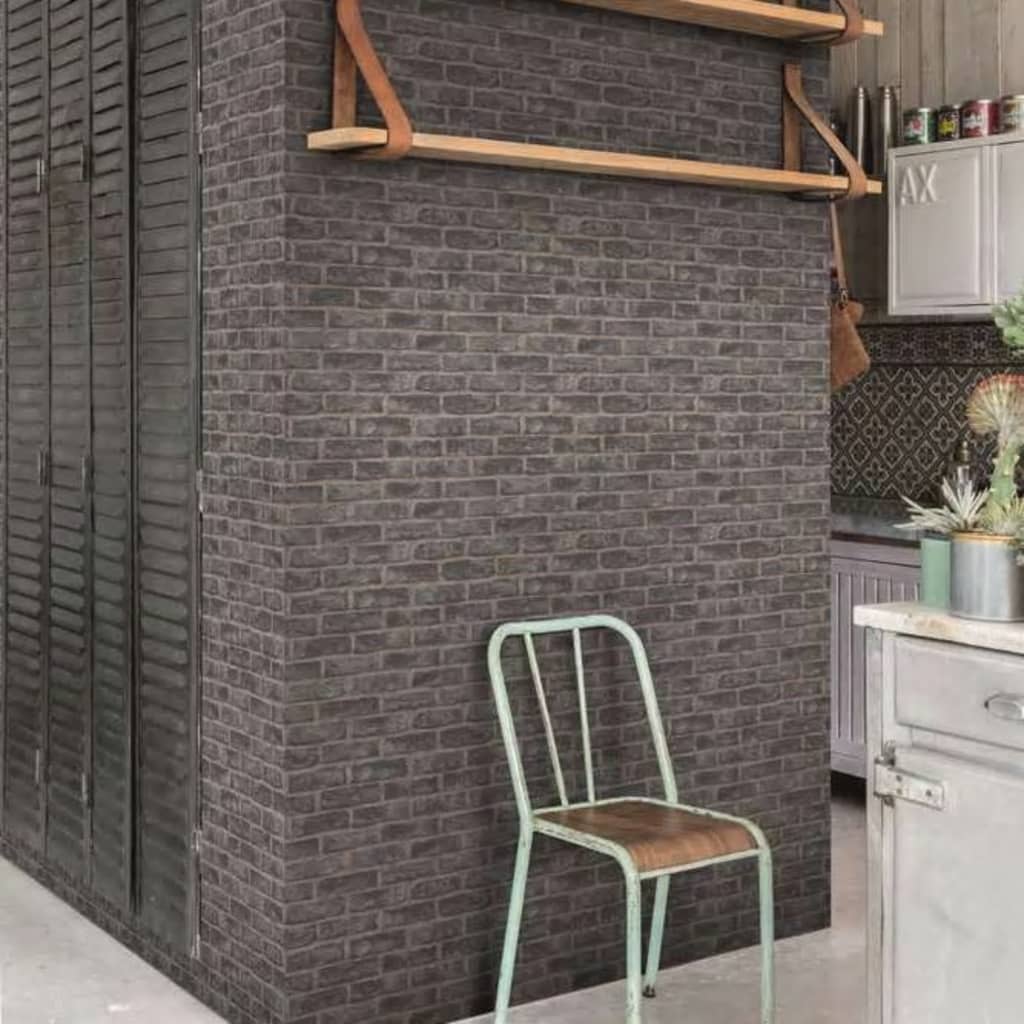 Niederländische Wandverkleidung Niederländische Wandverkauftpaper Ziegel Schwarz schwarz