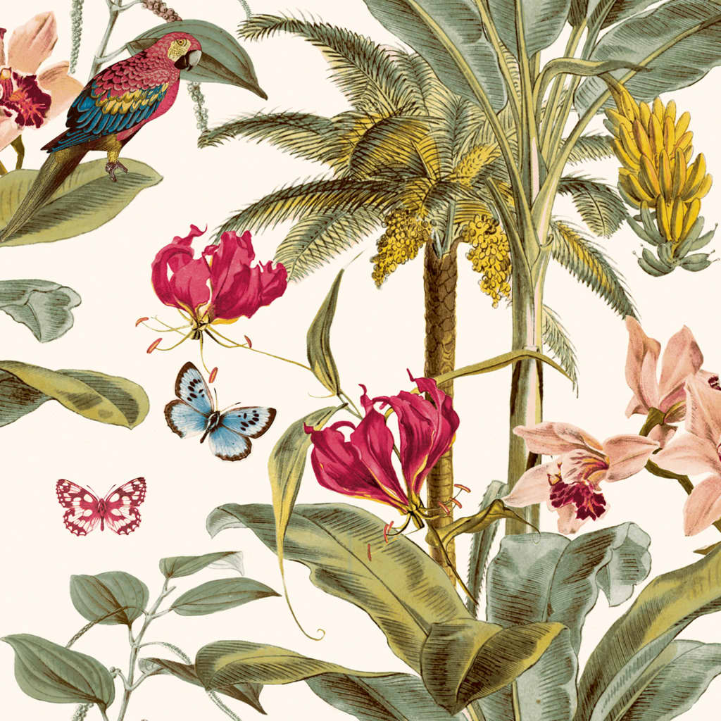 Niederländische Wandverkleidung niederländische Wandverkauftapeten tropische Palmengrün und Rosa