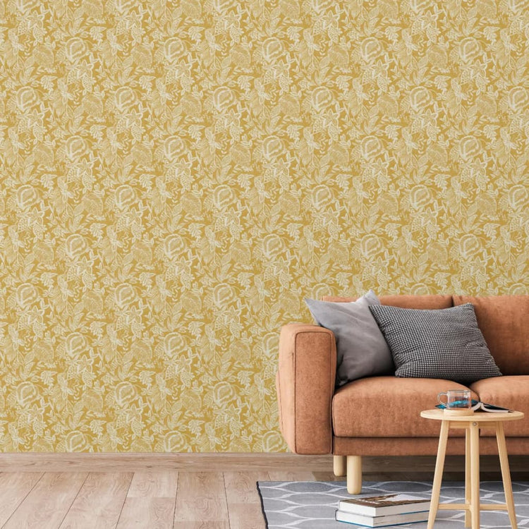 Niederländische Wandverkleidung Niederländische Wandverkauftapete Mae Oker und Beige