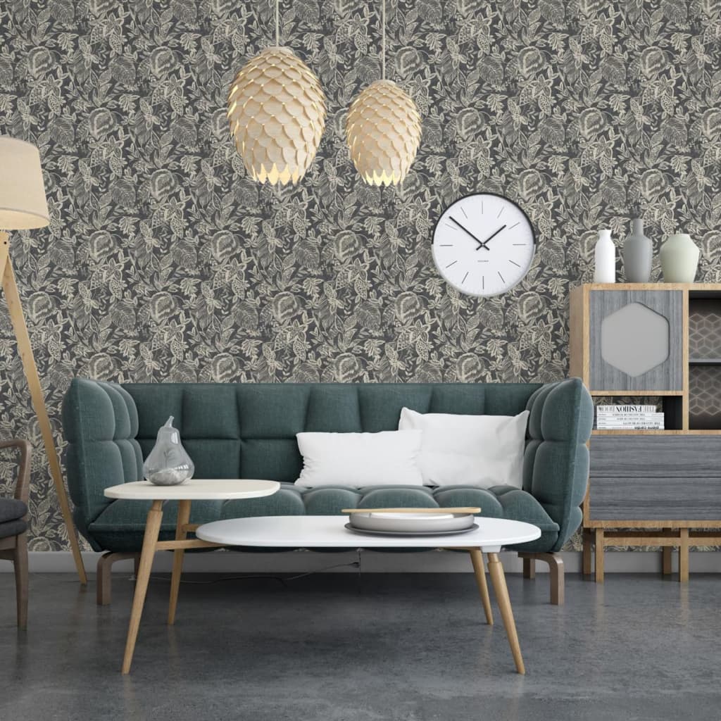 Niederländische Wandverkleidung Niederländische Wandverkauftapete Mae Black und Beige