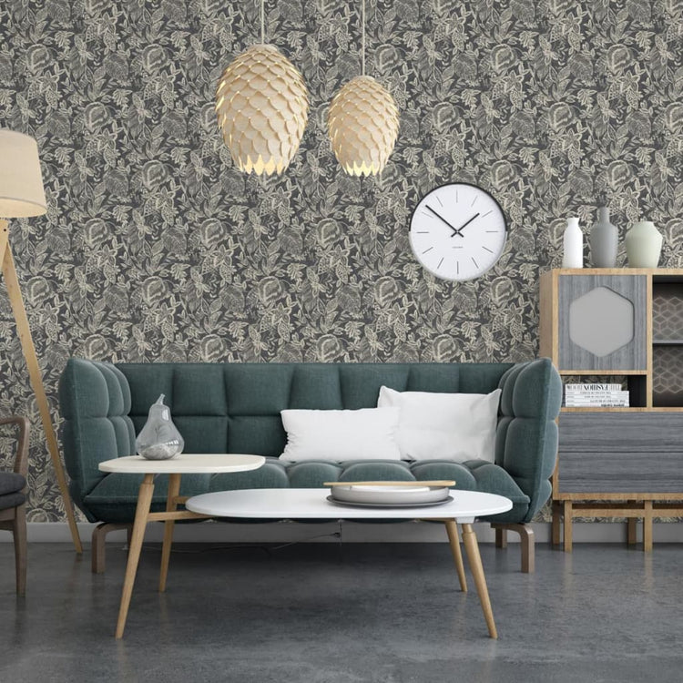 Niederländische Wandverkleidung Niederländische Wandverkauftapete Mae Black und Beige