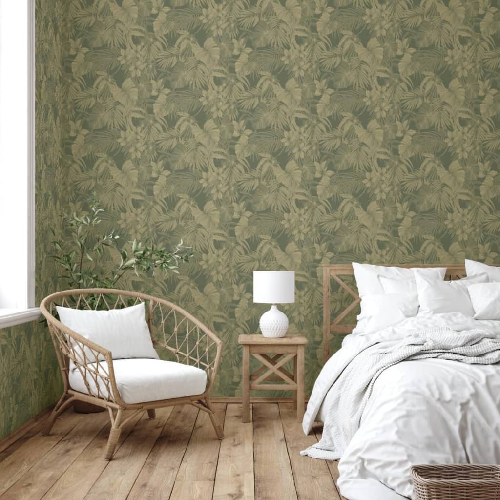 Niederländische Wandverkleidung Niederländische Wandverkauftapete Joelle Green und Goldfarbe