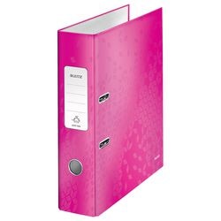 Ordner Leitz 10050023 Karton 80 g m2 A4 Breite 8 cm rosa Griffloch Rückenetikett
