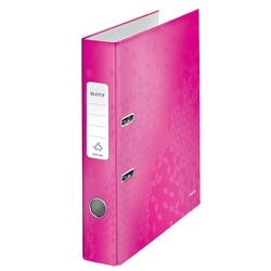 Ordner Leitz 10060023 Karton 80 g m2 A4 Breite 5 cm rosa Griffloch Rückenetikett
