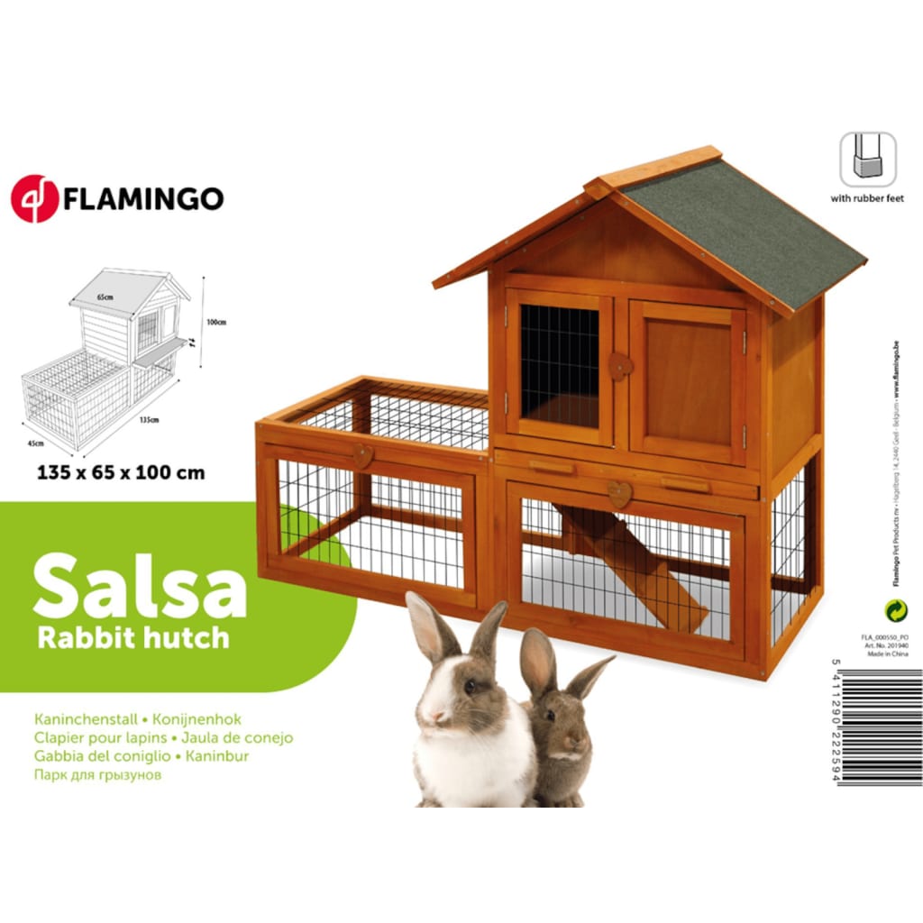 Flamingo Flamingo Rabbit Hutch Salsa 135x65x100 cm Braun