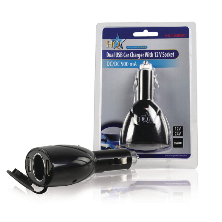 HQ HQ P. sup. USB202 Doppel USB -Auto -Ladegerät mit 12 V -Verbindung