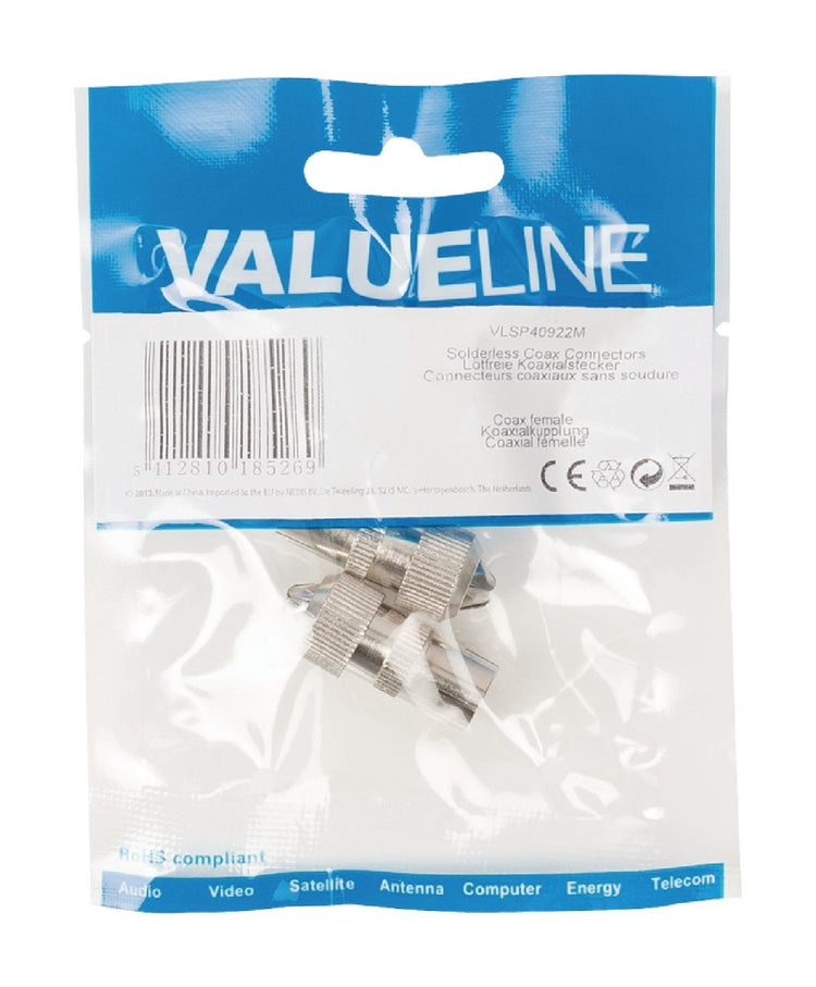 Valuelin Valueline VLSP40922m unversehrter Koax Connectors Coax Femal Metall