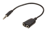 Valuelin Valueline VLAP22100B02 JACK STEREO -Audioverteilung Kabel 3,5 mm Männlich 2x 3,5 mm Frau 0,20 m Schwarz - afbeelding 1