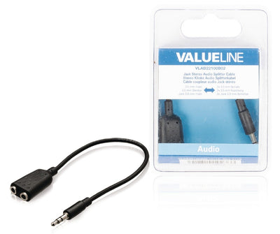 Valuelin Valueline VLAB22100B02 JACK STEREO -Audioverteilung Kabel 3,5 mm Männlich 2x 3,5 mm Frau 0,20 m Schwarz