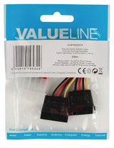 Valuelin Valuelin VLCP73520V015 Interner Stroom-Splitter-Kabel Molex Männlich 2x Sata 15-polige Frau 0,15 m mehrfarbig gefärbt - afbeelding 2