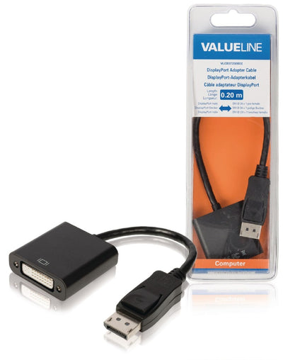Valuelin Valueline VLCB37250B02 DisplayPort Adapter Cable Displayport männlich DVI-D 24 + 1-pin weiblich 0,20 m Schwarz