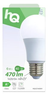 HQ HQ HQLE27A60001 LED -LAMP A60 E27 6,5 W 470 LM 2 700 K - afbeelding 4