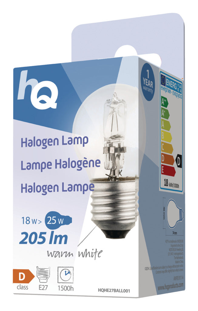 HQ HQHE27 Ball001 Halogenlampe Bogel E27 18 W 205 LM 2 800 K